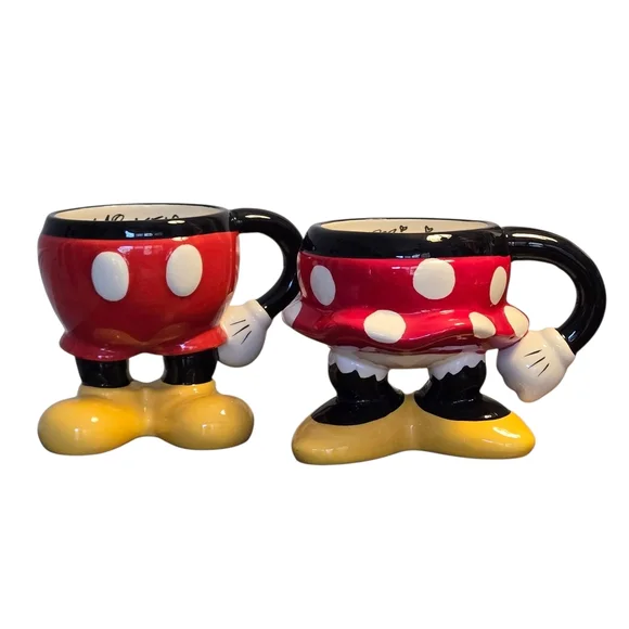 DISNEY PARKS Mickey and Minnie Mouse HALF BODY MUGS Authentic Original Set (2) - Picture 1 of 15
